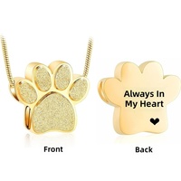 Collier urne funéraire ouvrable en acier inoxydable poli avec empreinte de patte de chien, pendentif minimaliste pour cendres, bijou commémoratif pour animaux de compagnie