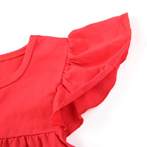 Vestidos de Verano para Bebés Niñas, Estilo Boutique 2021, Manga con Volantes, Color Sólido, Algodón Suave, Vestidos para Niñas - Product Image 5