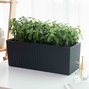 Pots de fleurs rectangulaires en plastique, <span class=keywords><strong>grand</strong></span> format en rotin, colorés pour plantes murales, pour le jardinage de la maison, offre spéciale, - Product Image 1