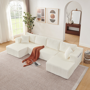 Free Shipping US Warehouse Furniture Modern Minimalist Corduroy <b>Memory</b> <b>Foam</b> Sectional Sleeper <b>Sofa</b> Side Pockets Modular Hotel - Product Image 1