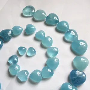 Corazón de cristal de piedras preciosas de Aguamarina azul lago Natural de tamaño mini para la fabricación de joyas