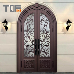 Grande vente porte en fer forgé Villa familiale/manoir utiliser porte double en fer forgé formes multiples porte en fer forgé pas cher - Product Image 4