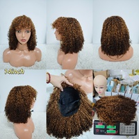 Promotion Letsfly 62$ Perruque frisée Pixie à franges en cheveux humains brésiliens 100% naturels pour femmes noires, densité 250%