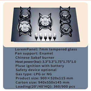 Manufacturer Wholesale High Quality 5 Burner Gas Cooktop Stainless Steel Tempered Glass for Outdoor Cooking Appliances Solar - Product Image 3