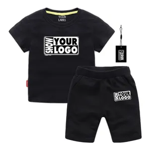 Free shipping colors mix design accept 100% cotton kids short sleeve t shirt and shorts set custom design kid clothing sets