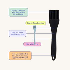 Heat-Resistant Non-Shedding Long Handle Plastic Silicone Oil Brush for Grilling & Baking-Camping Use Food Safe - Product Image 2