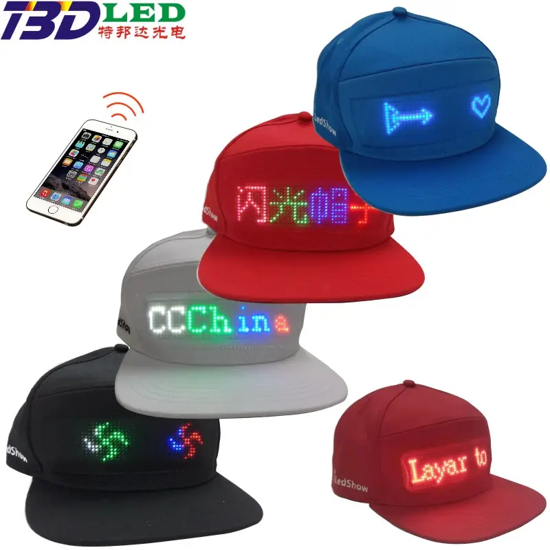 Direct Factory price LED hat Wireless App Controlled Programmable LED Message Display Message Cap