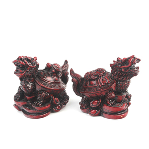 Statue de tortue <span class=keywords><strong>dragon</strong></span> Feng Shui du Roi Singe sur un lit de pièces de monnaie et de lingots <span class=keywords><strong>d</strong></span>'or, porte-bonheur et symbole de richesse - Product Image 2