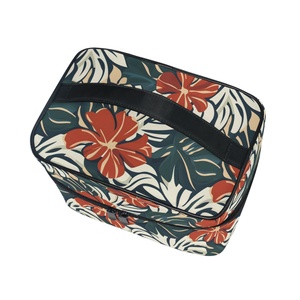Fashion Tropical Flower Zipper Closure <b>Makeup</b> <b>Box</b> Organizer Waterproof Women Travel Custom Cosmetic Bag With Flap - Product Image 3