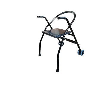 Qianrui <b>Walker</b> With Seat And Wheels For <b>Elderly</b> Mobility Assistance Black Stainless Steel Frame - Product Image 1