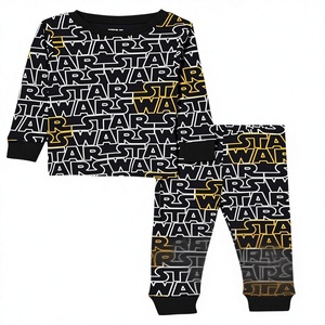 Pyjama pour garçons, coupe ajustée, manches longues, doux, 100% coton, imprimé lettres - Product Image 1