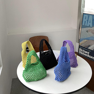 Bolsa de Praia de Crochê em Malha RTS, Rosa Magenta, Bolsa de Designer Mini para Mulheres - Product Image 2