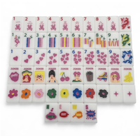 Jeu de Mahjong Américain Personnalisé Pop Diva, 160 Tuiles Acryliques avec Points Cœur Roses, Flamingo Bams et Fashion Jokers Entertainment