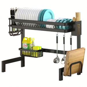 Estante Escurridor de Platos de Dos Niveles con Tapa Abatible para Fregadero, Soporte de Almacenamiento de Dos Capas, ¡Venta Caliente! - Product Image 1