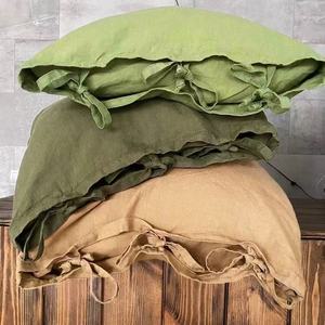 ציפית פשתן בצבע אחיד למבוגרים, ציפית רחבה עם רצועה, כיסוי כרית ידידותי לעור, 48x74 ס\\\"מ - Product Image 2