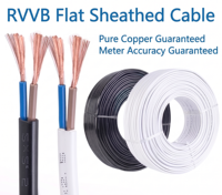 Kabel Fleksibel PVC Berlapis Galaxy RVVB 2/3 Inti Tembaga, Kabel Listrik 300V-500V untuk Penerangan Bangunan, Ekstensi, dan Lampu Gantung