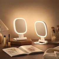 Travel Magnifying Mirror Lighted Adjustable Brightness 3 Color Lights Square Compact Handheld Pocket Mirror