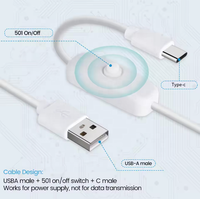 Kabel Pengisi Daya USB ke Tipe C dengan Sakelar ON/OFF, Kabel Ekstensi USB ke C dengan Sakelar Daya untuk Ponsel, Kipas USB LED, Dll.