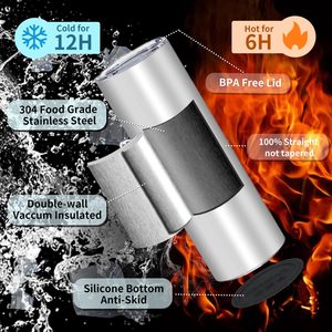 20oz Skinny Sublimation Tumbler Stainless Steel Vacuum Insulated Straight Cup Double Wall Travel <b>Mug</b> - Product Image 4