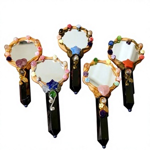 Miroir magique en cristal fait main, pierre brute naturelle, prisme hexagonal multi-formes, miroir de poche, pinceau de maquillage, ornement de décoration intérieure - Product Image 1