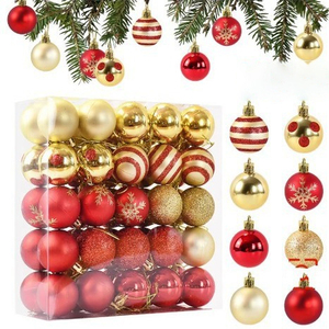 4cm <b>Christmas</b> Ball Decorations Plated Pendant <b>Tree</b> Paintball Flower Wedding Gift <b>Box</b> with 50 Fashionable Plastic Pendants Charms - Product Image 1