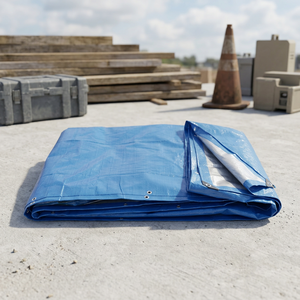 Bâche en polyéthylène robuste Fervi 4x5m 2,81kg Anellato (à anneaux) Bordato (côtelée) Bicolore Gris-Bleu - Product Image 3