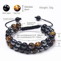 Pulseras de Cuentas Ajustables Tejidas con Ojo de Tigre Natural y Ágata, Estilo Bohemio Budista, Chapadas en Oro de 14K, Unisex