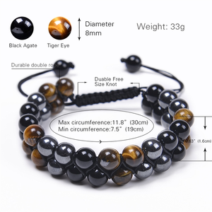 Bracelets tissés ajustables en agate œil de tigre naturelle pour hommes et femmes - Product Image 4