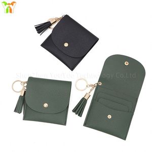 Female Coin <b>Purse</b> with Tassel <b>Small</b> Wallet With Keychain Credit PU Leather Thin Card Holder - Product Image 2