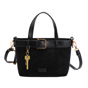 Sac fourre-tout en <span class=keywords><strong>daim</strong></span> couleur caramel avec boucle de ceinture et porte-clés, sac à main/sac bandoulière - Product Image 1