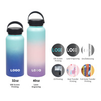 Bouteille d'eau isotherme en acier inoxydable de grande capacité, portable, pour le sport et les voyages en plein air