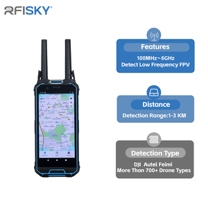 Détecteur de drones portable Rfisky Factory Sales, portée 1 à 3 km, bande de fréquences 100 MHz-6 GHz, batterie 8000 mAh, détecte <span class=keywords><strong>10</strong></span> types, autonomie 3-4h - Product Image 1