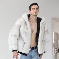 Automne hiver chaud confortable charmant Style vêtements d'extérieur en vraie fourrure de renard vêtements d'extérieur ourlet manchette fil porter chapeau manteau OEM personnalisé pour les hommes