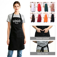 Tablier personnalisé avec logo, couleur unie, pour cuisine, restaurant, travail, avec poches, pour hommes, femmes, chef, serveur, tablier en gros