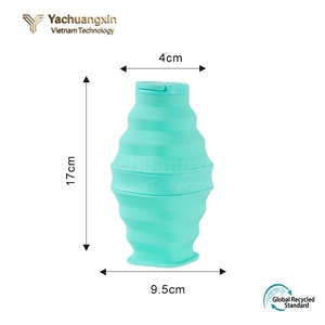 Yachuangxin Silicone <b>Foldable</b> <b>Water</b> <b>Bottle</b> 17cm x 9.5cm Teal Color Compact Portable For Camping Outdoor Use - Product Image 4