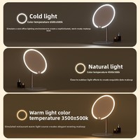 Miroir de maquillage LED à une face avec design pliable et rotatif, cadre en plastique, parfait pour le bureau, les dortoirs, la maison, les routines de beauté