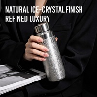 Botol Air Titanium Tekstur Kristal Es Mewah, Portabel, Penyimpanan Minuman Panas-Dingin, Menjaga Kesehatan, Hadiah Bisnis