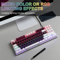 Clavier mécanique de jeu filaire TKL 87 touches HX-JX02 avec logo personnalisé, touches personnalisées, panneau métallique, rétroéclairage LED arc-en-ciel pour PC