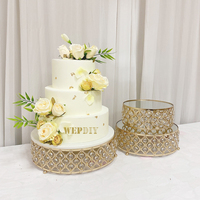 Décoration de table de dessert de mariage, support rond pour gâteau de dessert, support créatif en fer doré et en verre pour gâteau de mariage