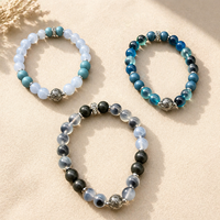 Bracelet de perles parfumées en pierre naturelle avec breloque étoile de mer, style bohème, empilable, bijoux de plage estivaux pour femme, sans huile essentielle