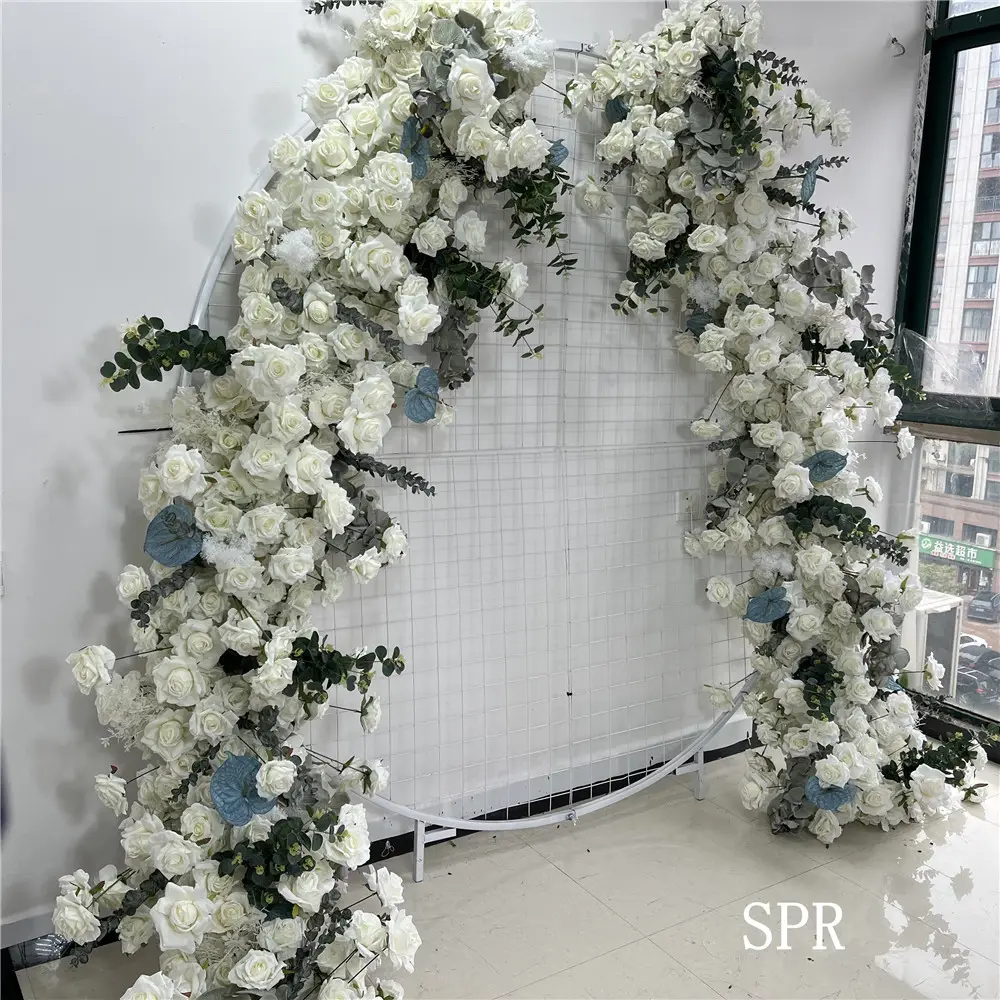 SPR שלב חתונה קישוט פרח גן רקע חג המולד תקרת מסגרת מתכת לב פרחוני קשת שולחן רץ פרח