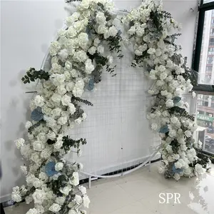 SPR ฉากตกแต่งเวทีงานแต่งงาน,ฉากหลังลายดอกไม้สวนเฟรมติดเพดานทำจากโลหะรูปหัวใจดอกไม้สำหรับปูโต๊ะโค้ง