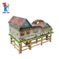 Boîte à musique 3D en papier en forme de moulin à eau rotatif, puzzle à assembler pour enfants, modèle pastoral, décoration de table et de maison