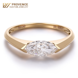 Bague minimaliste en or 18 carats véritable, 0,9 carat, coupe Marquise Ice Flower, bague en diamant de laboratoire, bagues de fiançailles et de mariage pour femmes - Product Image 2