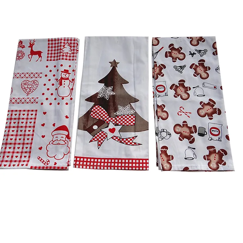 Grosir handuk teh dapur Natal motif 100% katun