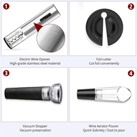 Kit ouvre-bouteille électrique pour vin rouge rechargeable, tire-bouchon automatique avec coupe-capsule, bouchon sous vide, aérateur et verseur à vin