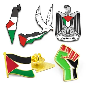 Factory Hot Sale Custom Palestine Map Brooch Scarf Gifts Bracelet Enamel Badge Country Flag Lapel Pin Souvenirs Palestine Pin