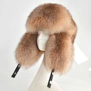 Chapeaux en fourrure de renard et de raton laveur véritable pour femmes, hiver, unisexe, chauds, en fourrure véritable avec pompons en fourrure moelleuse - Product Image 1