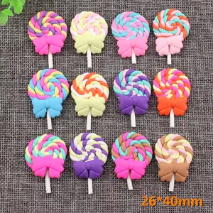 Polymer Clay Bow Tie Lollipop Food Play Slime Lollipop Polymer Clay Lollipop For Decoration