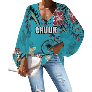 Camicetta in <span class=keywords><strong>Chiffon</strong></span> da <span class=keywords><strong>donna</strong></span> abbigliamento tribale polinesiano CHUUK Red Pattern Print on Demand Custom Plus Size camicette e camicie da <span class=keywords><strong>donna</strong></span> - Product Image 3